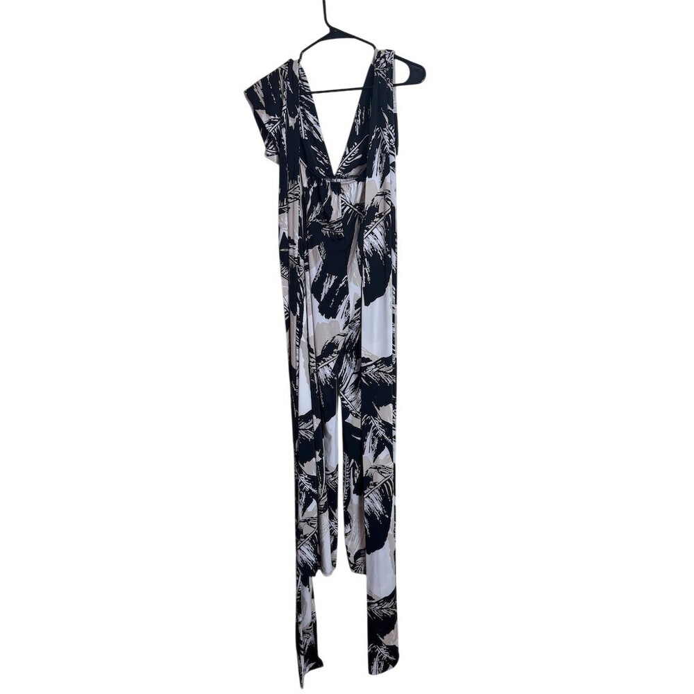 ReVamped Infinity wrap Jumpsuit Womens Size S Multicolor Abstract Wide V-Neck - Picture 2 of 5